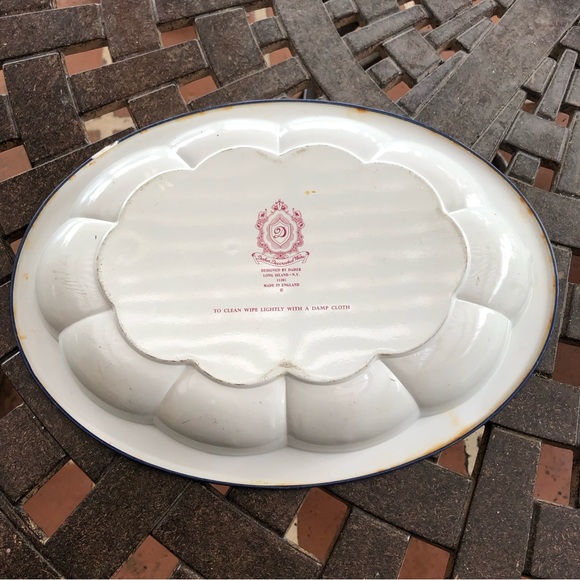 Vintage DAHER Decorated Ware Tin Blue/White OVAL TRAY Made in England - Picture 3 of 9